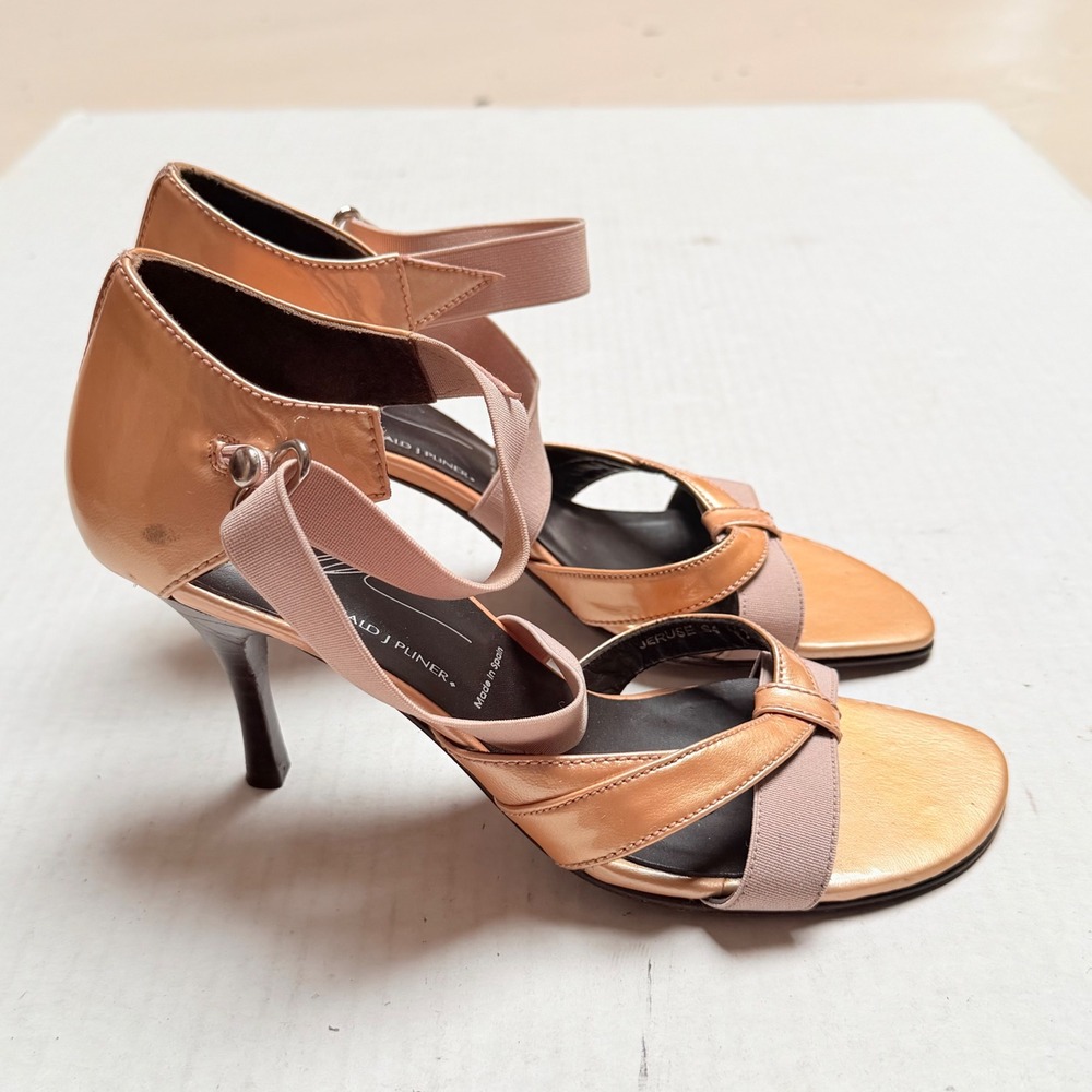 Donald J Pliner Copper Mauve Strappy Stiletto Sandals Made in Spain Womens 7M
